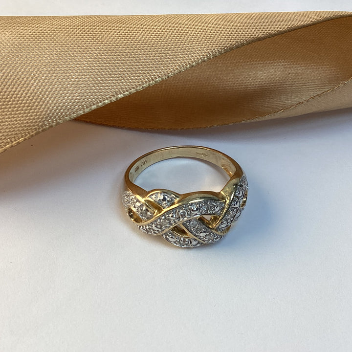 9ct Yellow Gold Diamond Celtic Knot Ring