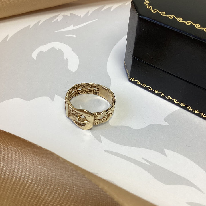 9ct Yellow Gold Buckle Ring