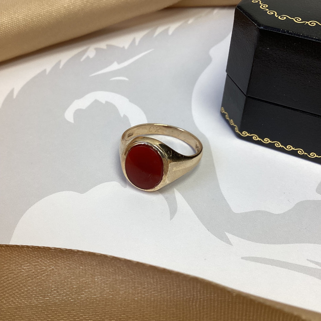 9ct Yellow Gold Carnelian Signet Ring