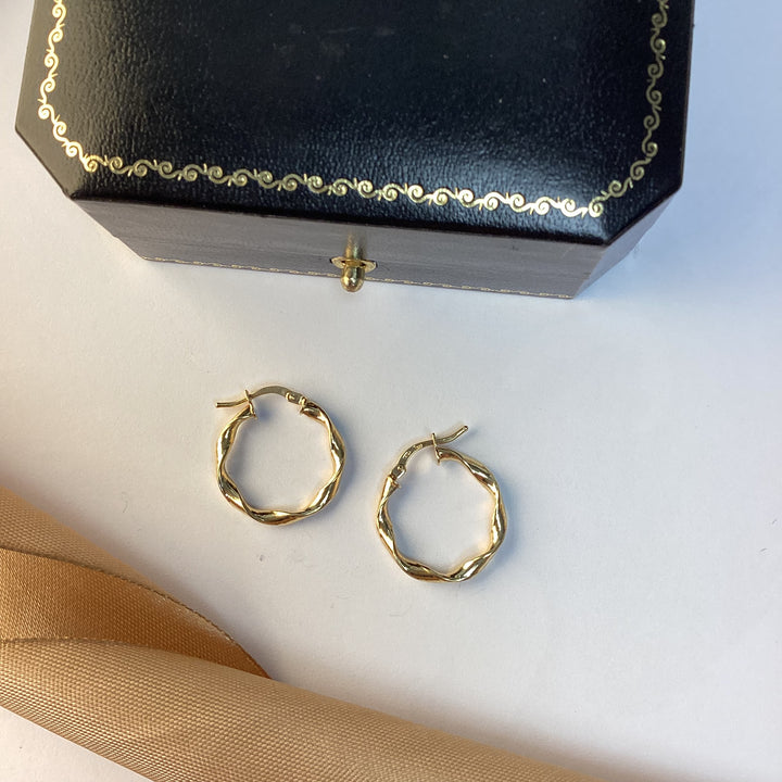 9ct Yellow Gold Twist Hoop Earrings