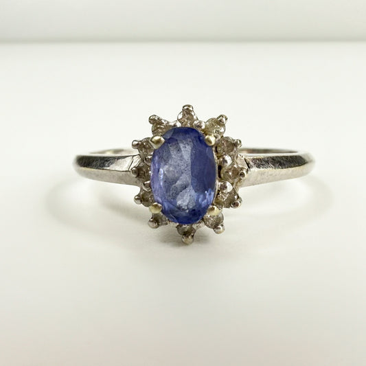 Tanzanite and Diamond 9ct White Gold Ring