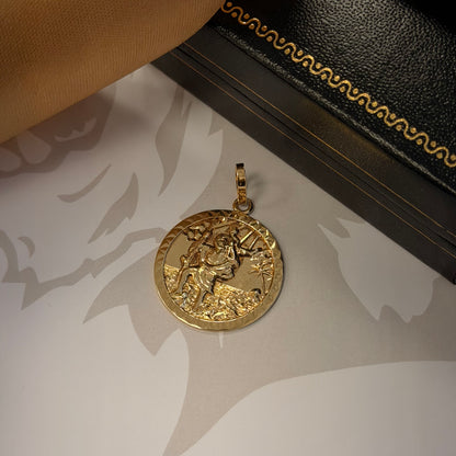 9ct Gold Round St Christopher Pendant