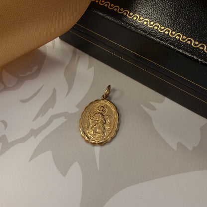 9ct Gold St Christopher Oval Pendant