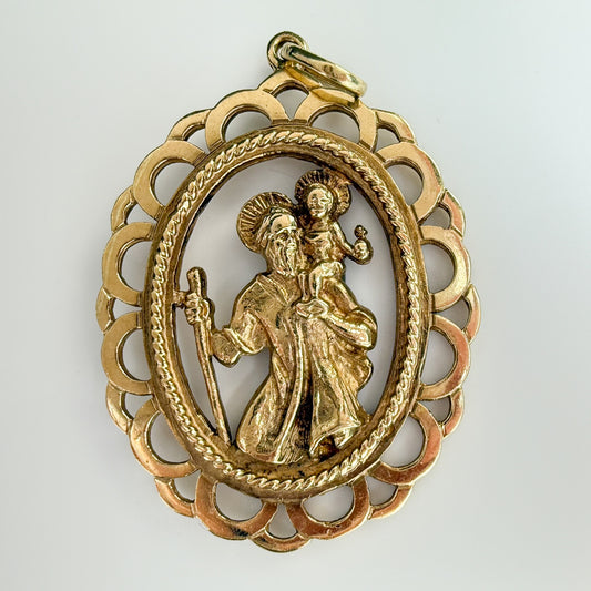 9ct Yellow Gold Saint Christopher Medal Pendant