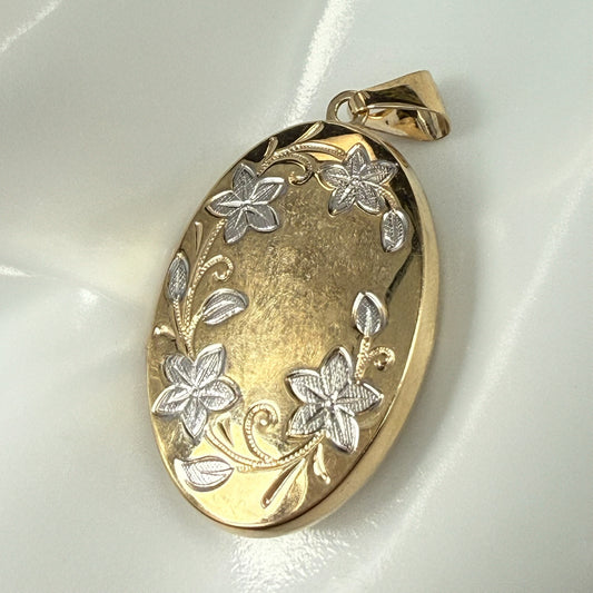 9ct Yellow Gold Oval Floral Locket