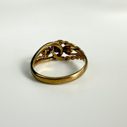 9ct Yellow Gold Rope and Bead Detail Ring
