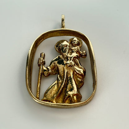 9ct Yellow Gold Saint Christopher Openwork Pendant