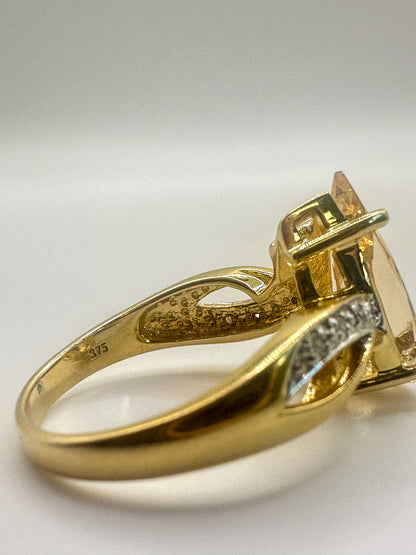 9ct Yellow Gold Citrine and Diamond Ring