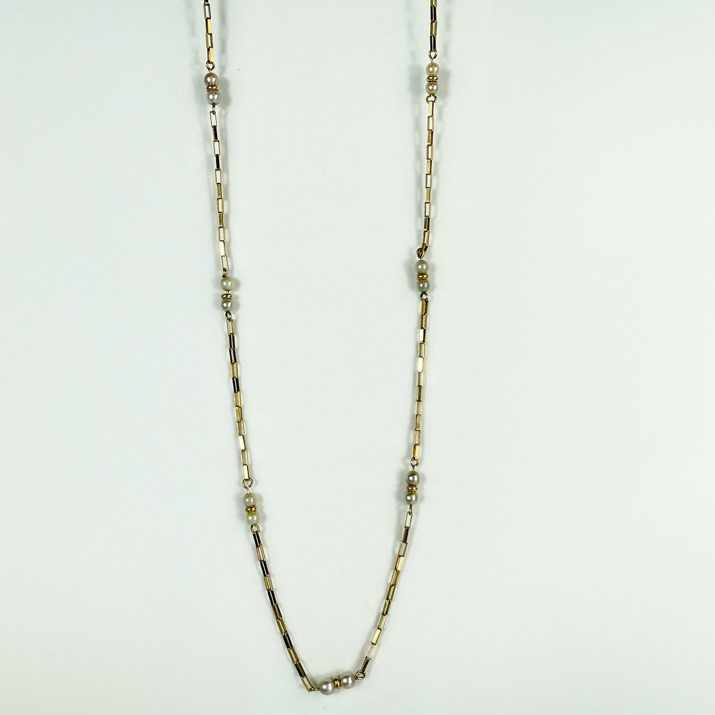 9ct Yellow Gold and Pearl 18 inch Necklace