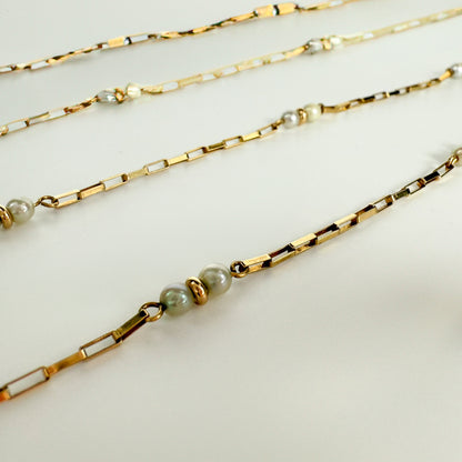 9ct Yellow Gold and Pearl 18 inch Necklace