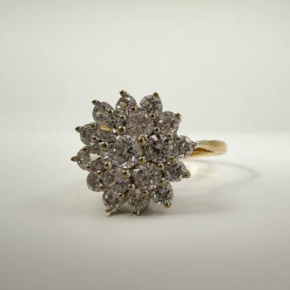 9ct Yellow Gold Large Cubic Zirconia Cluster Ring