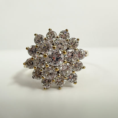 9ct Yellow Gold Large Cubic Zirconia Cluster Ring