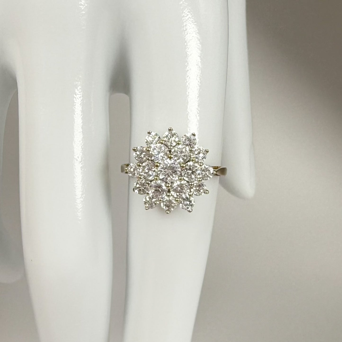 9ct Yellow Gold Large Cubic Zirconia Cluster Ring