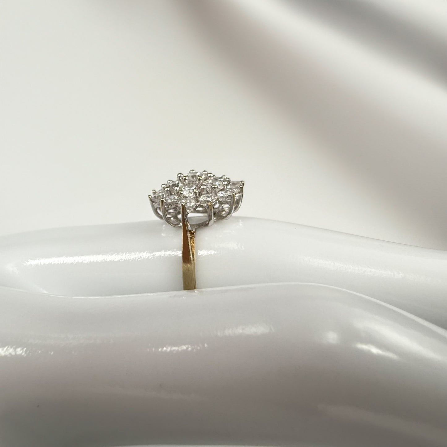 9ct Yellow Gold Large Cubic Zirconia Cluster Ring