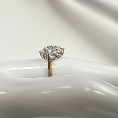 9ct Yellow Gold Large Cubic Zirconia Cluster Ring
