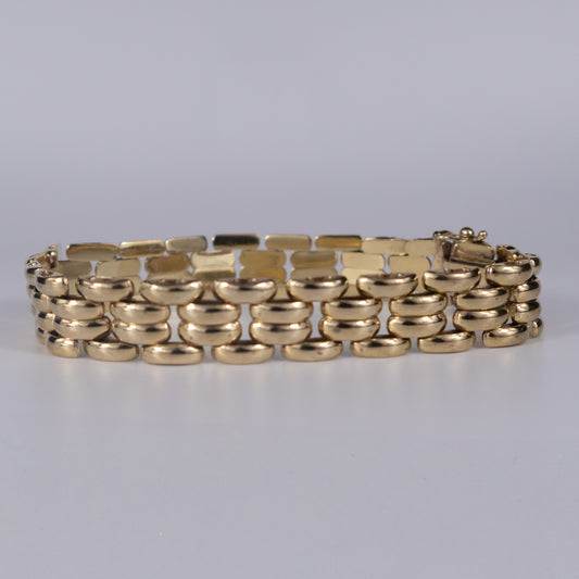 9ct Yellow Gold Four Row Flat Link Bracelet