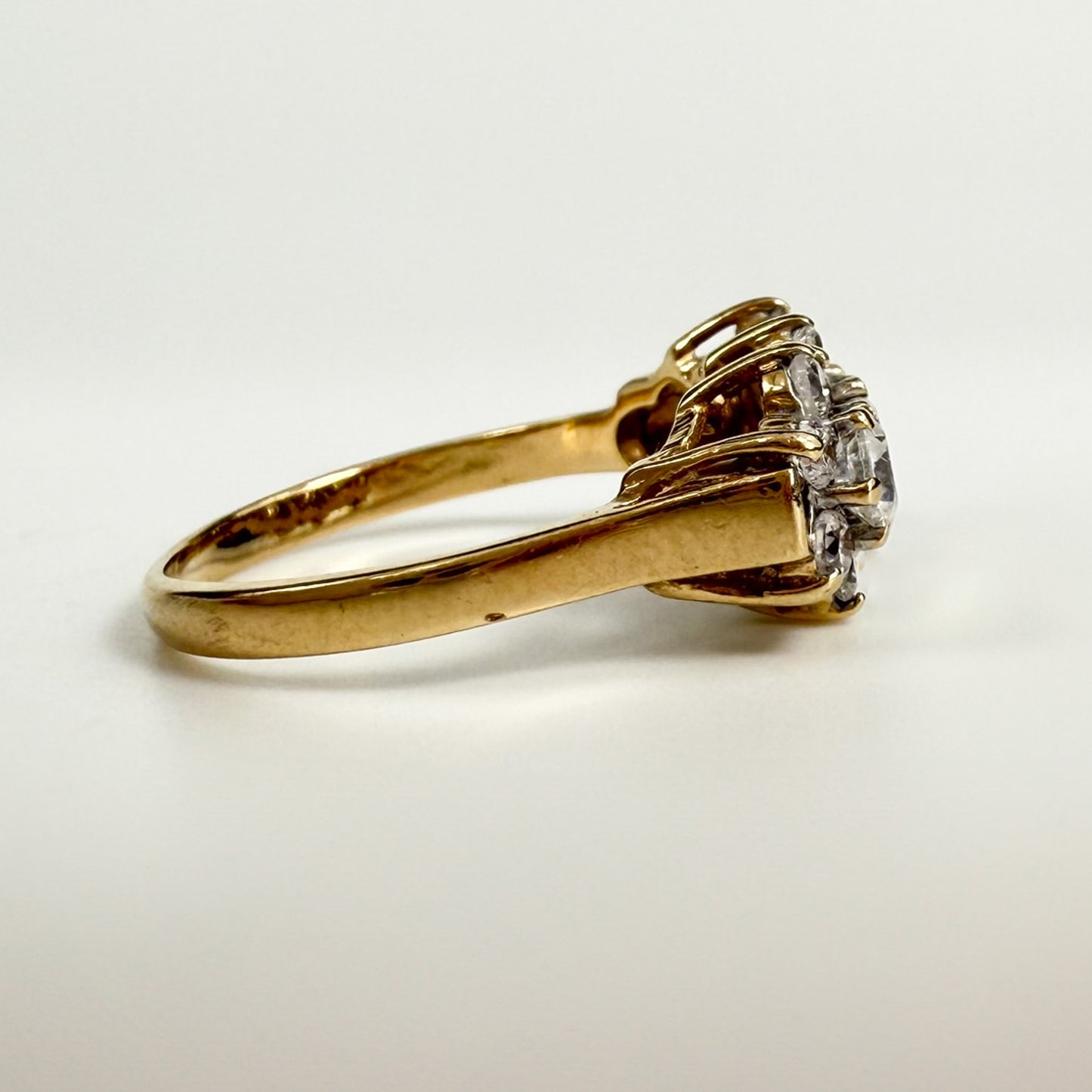 9ct yellow Gold Triple Cubic Zirconia Cluster Ring