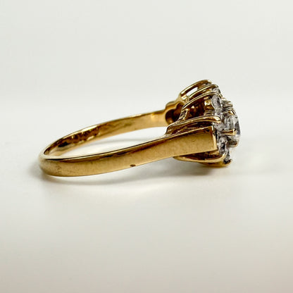 9ct yellow Gold Triple Cubic Zirconia Cluster Ring