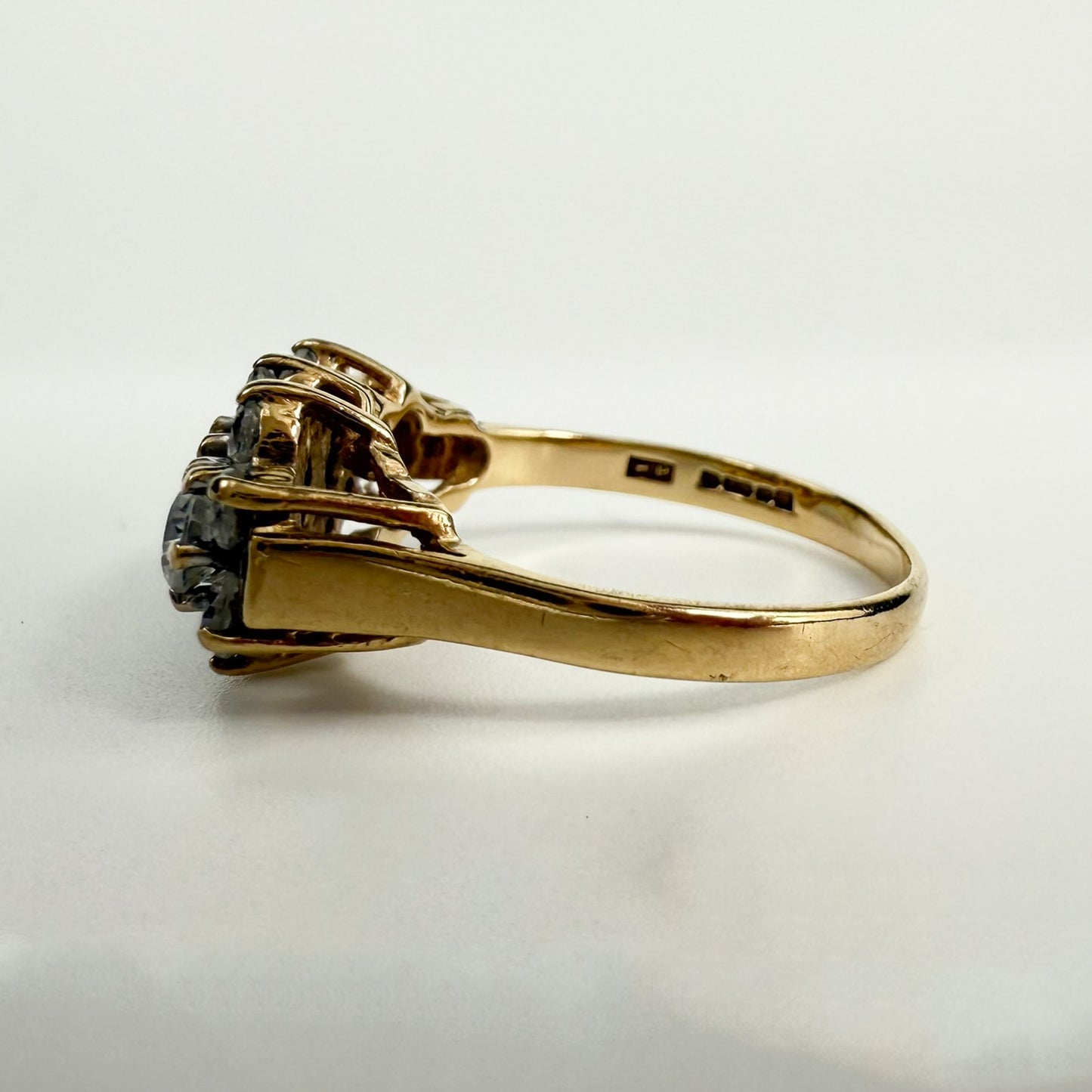 9ct yellow Gold Triple Cubic Zirconia Cluster Ring