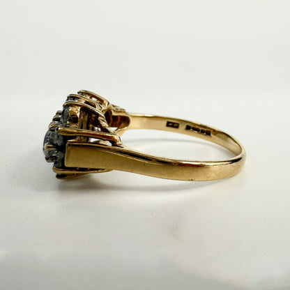 9ct yellow Gold Triple Cubic Zirconia Cluster Ring