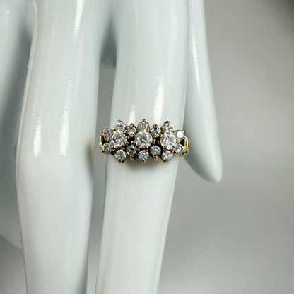 9ct yellow Gold Triple Cubic Zirconia Cluster Ring
