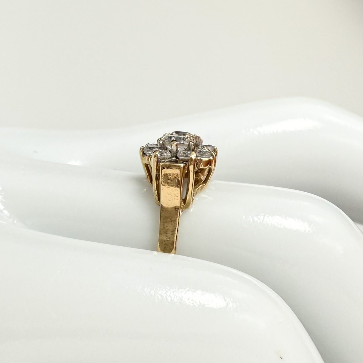 9ct yellow Gold Triple Cubic Zirconia Cluster Ring