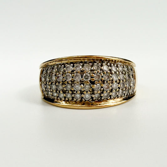 9ct Yellow Gold Wide Cubic Zirconia Band Ring