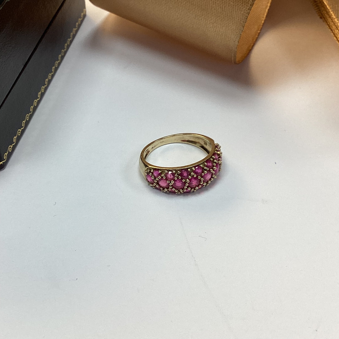 9ct Yellow Gold Pink Ruby Dress Ring