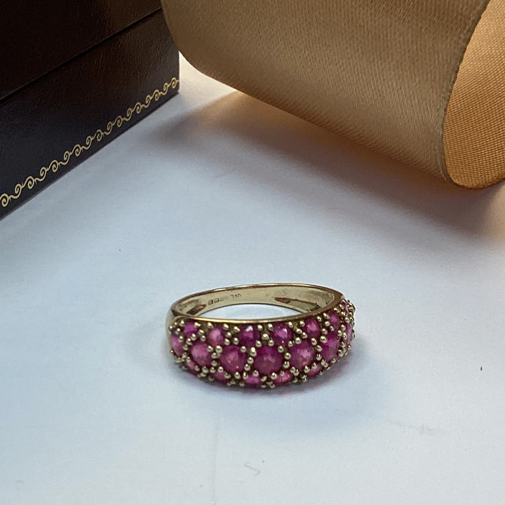 9ct Yellow Gold Pink Ruby Dress Ring