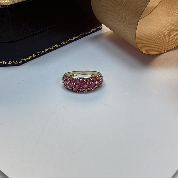 9ct Yellow Gold Pink Ruby Dress Ring