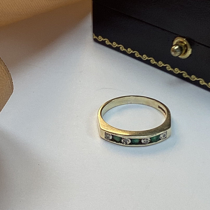 9ct Yellow Gold Emerald and Diamond Eternity Ring