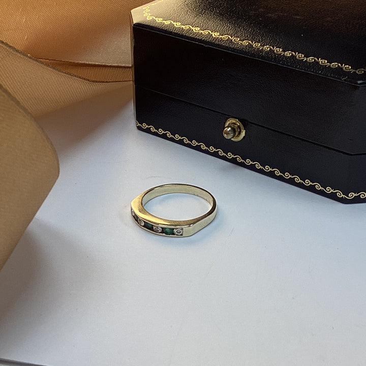 9ct Yellow Gold Emerald and Diamond Eternity Ring