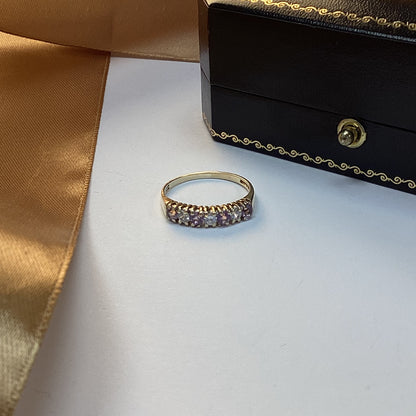 9ct Yellow Gold Pale Amethyst and Cubic Zirconia Ring