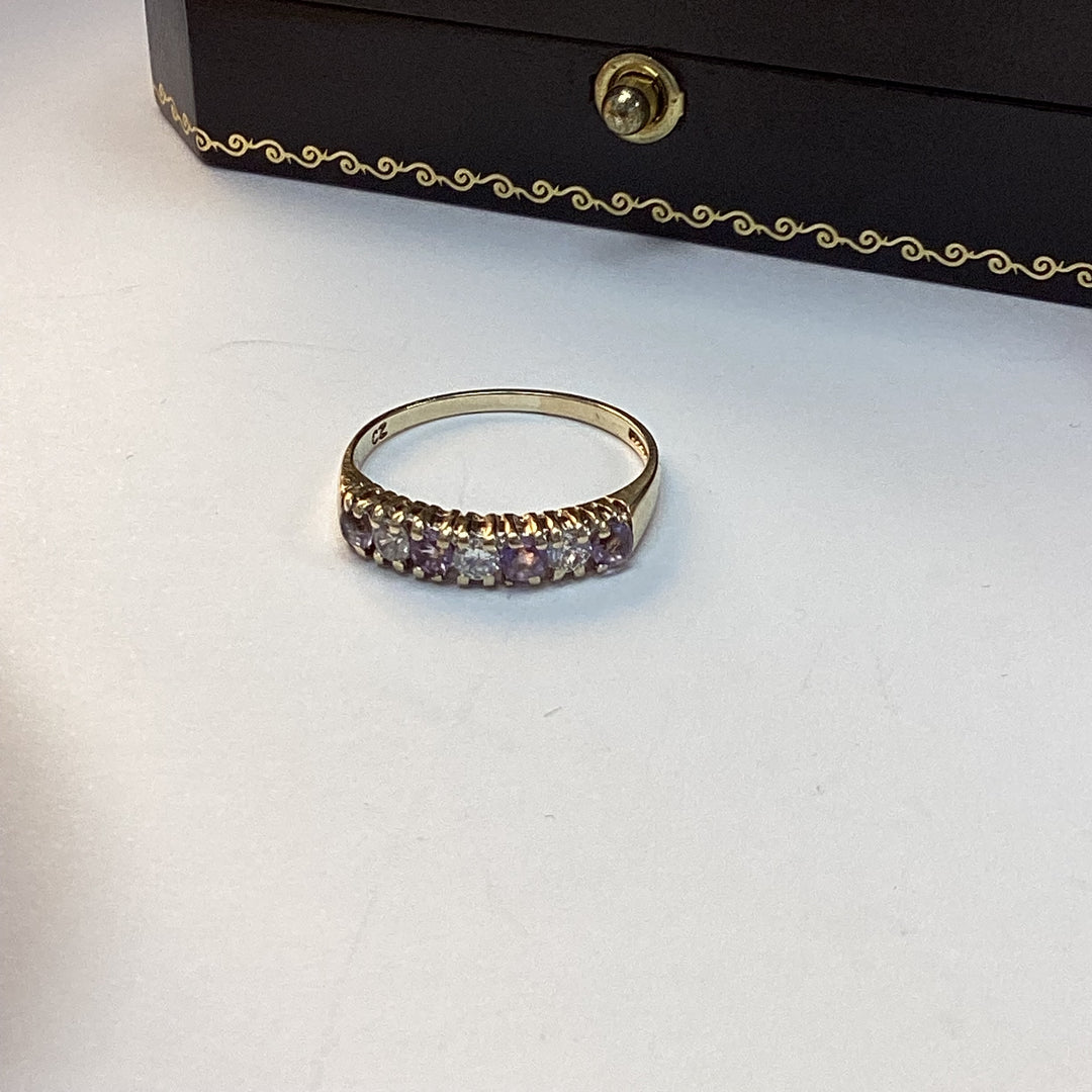 9ct Yellow Gold Pale Amethyst and Cubic Zirconia Ring