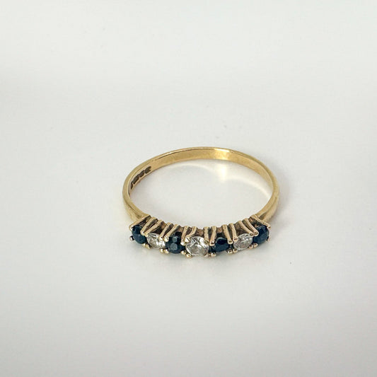 9ct Yellow Gold Sapphire and Cubic Zirconia Eternity Ring