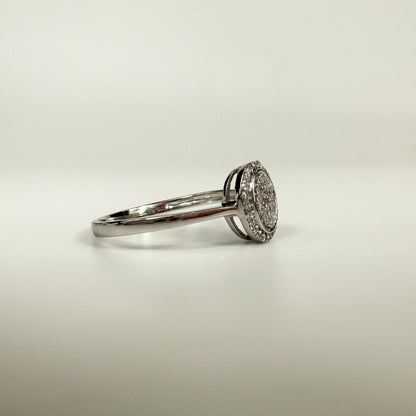 9ct White Gold Oval Diamond Cluster Halo Ring