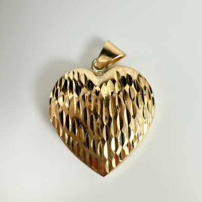 9ct Yellow Gold Textured Heart Charm Pendant