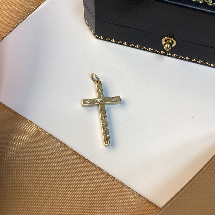 9ct Yellow Gold Starburst Cross Pendant