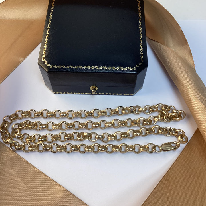 9ct Yellow Gold Patterned Belcher Chain - 24 Inch