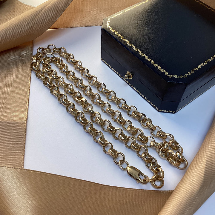 9ct Yellow Gold Patterned Belcher Chain - 24 Inch