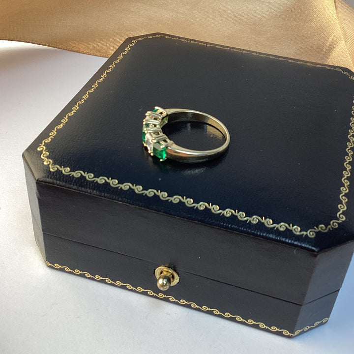 9ct Yellow Gold Green and White Eternity Ring