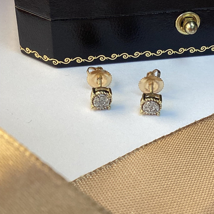 9ct Yellow Gold Diamond Stud Earrings