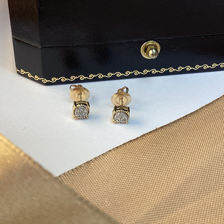 9ct Yellow Gold Diamond Stud Earrings