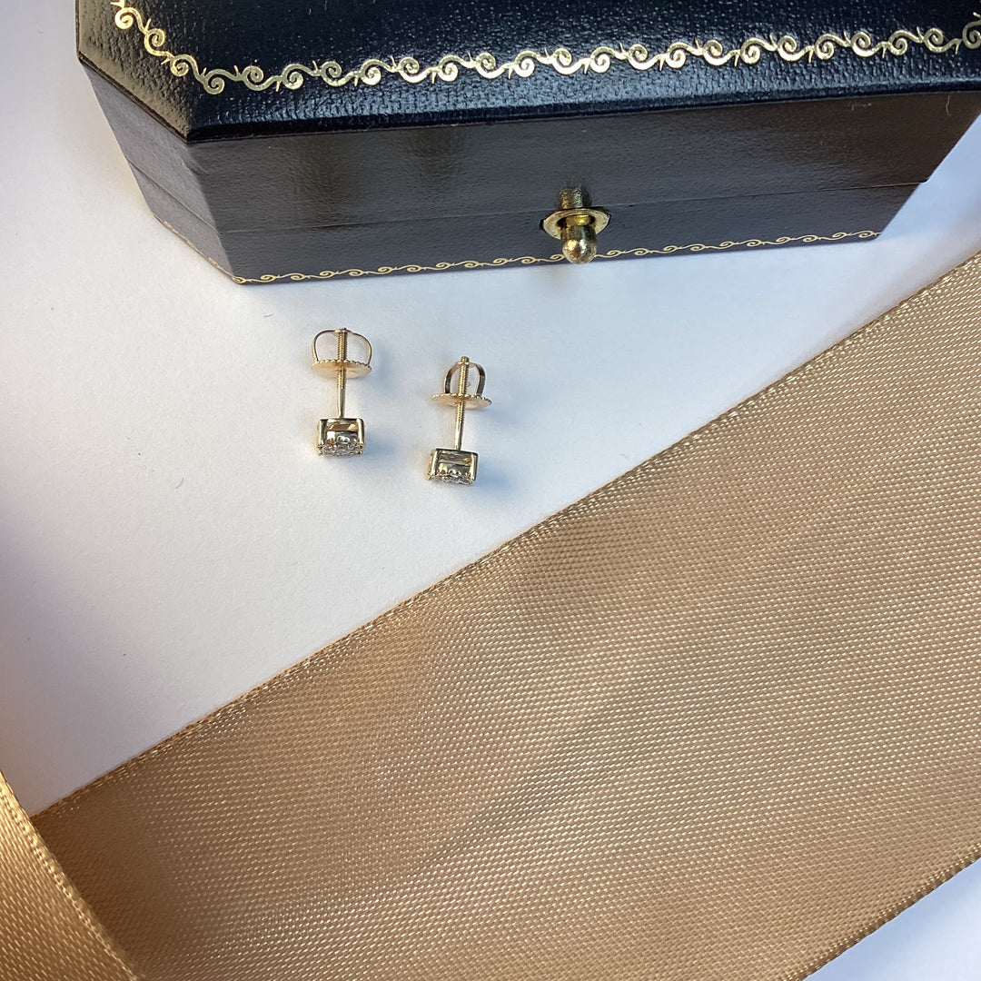 9ct Yellow Gold Diamond Stud Earrings