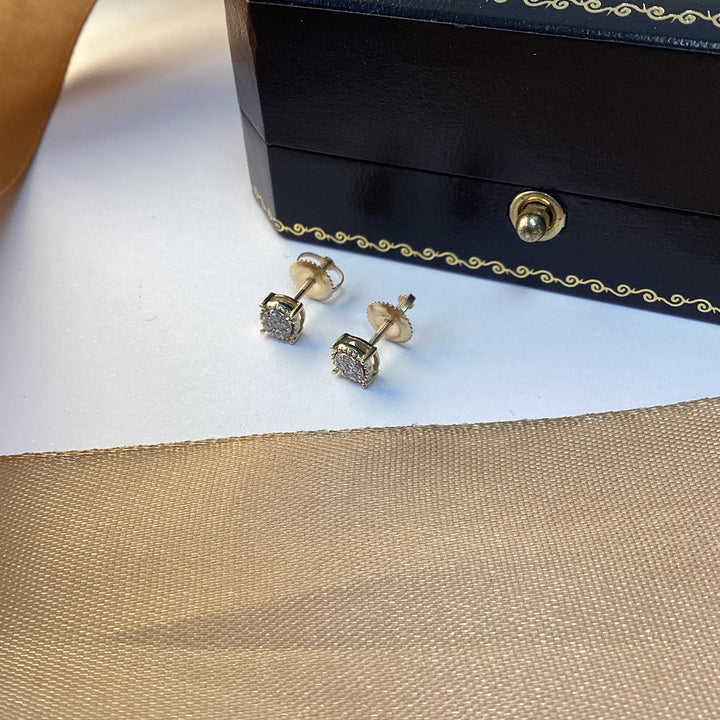 9ct Yellow Gold Diamond Stud Earrings