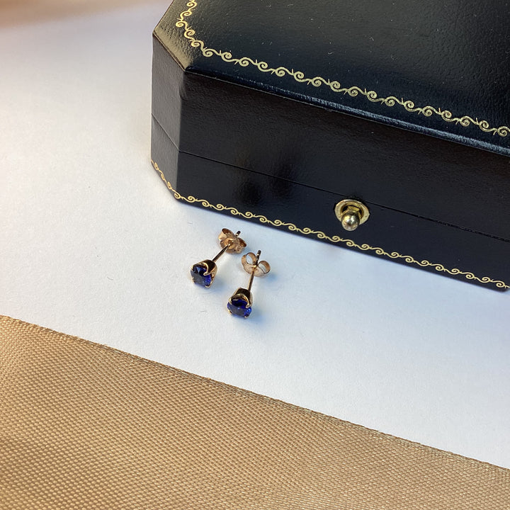 9ct Yellow Gold Sapphire Stud Earrings