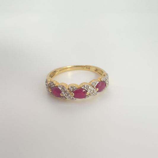 9ct Yellow Gold Ruby and Diamond Eternity Ring