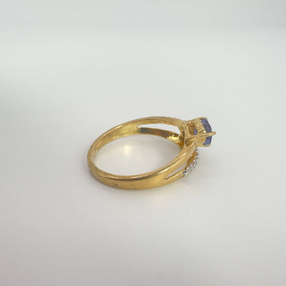 9ct Yellow Gold Tanzanite and Diamond Ring