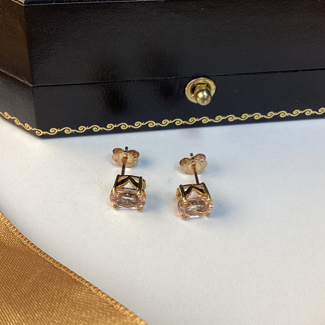 9ct Yellow Gold Pink Sapphire Stud Earrings