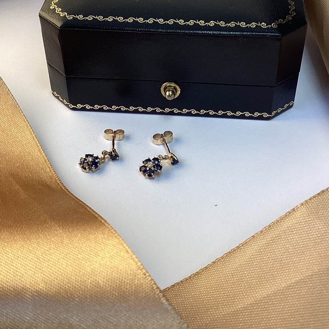 9ct Yellow Gold Sapphire Drop Earrings